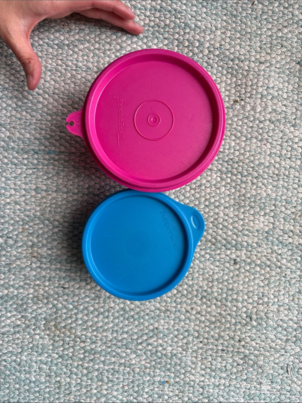 Tupperware Bright Pink and Blue snack containers